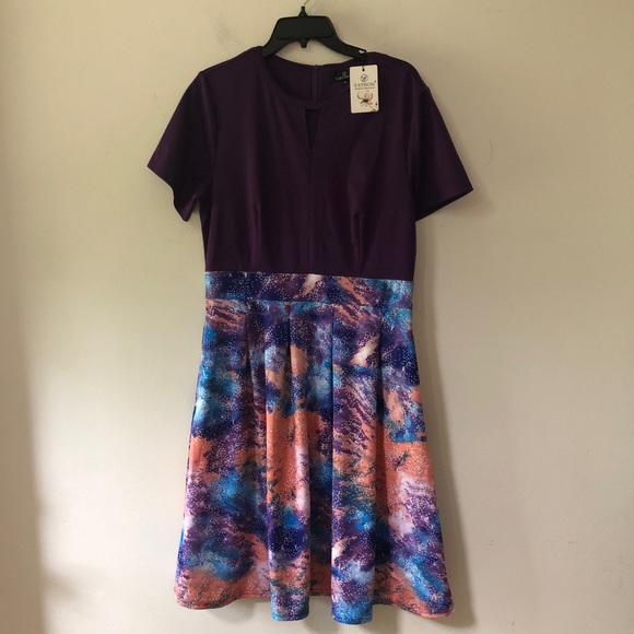 VINTAGE Style print flared print A-Line swing dress with pockets. SIZE: XL - Picture 7 of 8